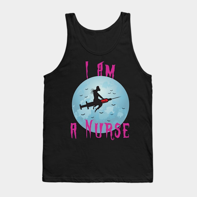 Halloween Nurse Flying With A Syringe In The Sky Tank Top by Candaria